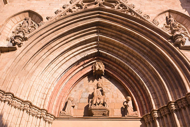 Details of facade of Santa Maria del Mar of Barcelona in Old Town