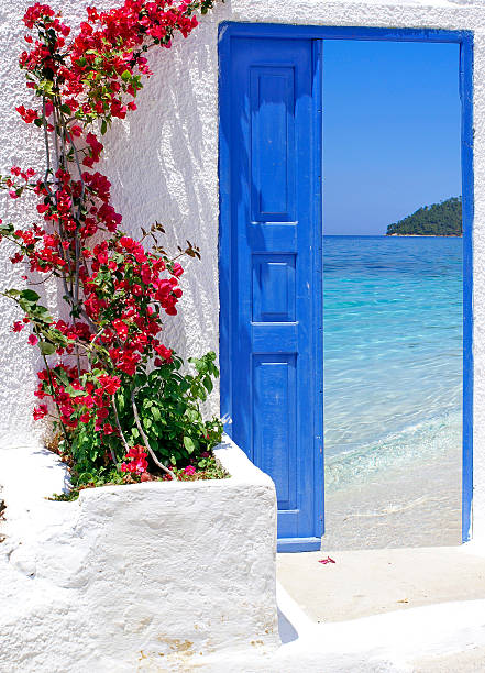 Agios Nikolaos chapel doorway at Koutsoupri bay, north Evia