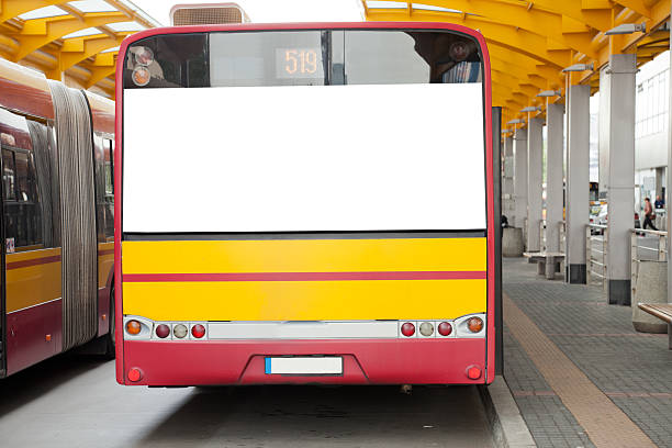 istock Blank billboard on back of bus 176986423