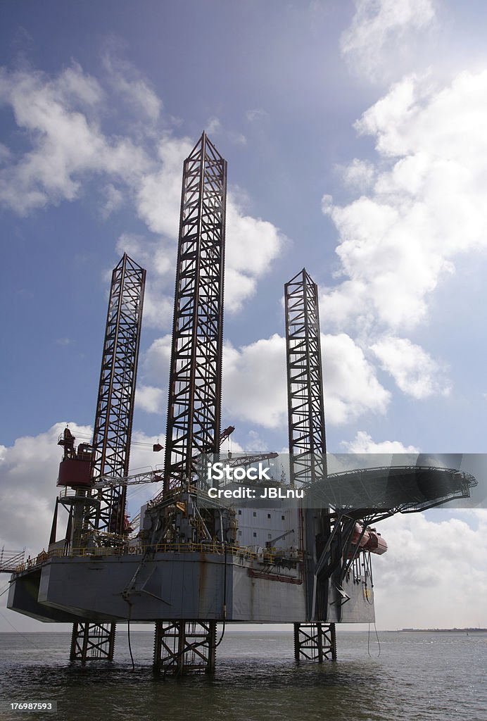 Oil Rig Platform Large oil rig platform at the harbor of Esbjerg in Denmark. April 1012. Crude Oil Stock Photo