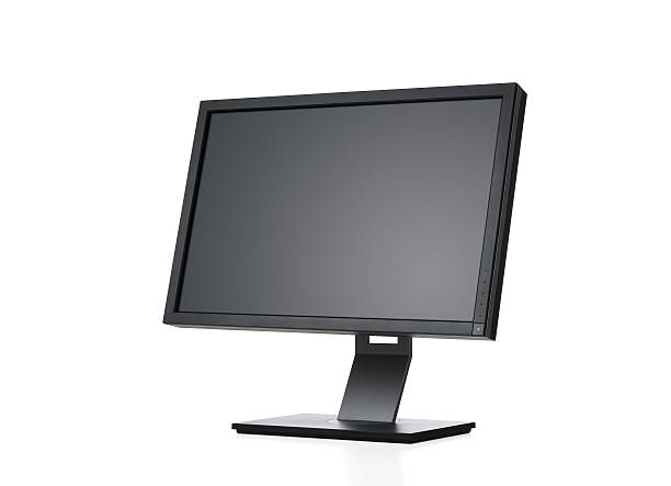 компьютерный монитор с обтравка - withe flat screen computer monitor electronics industry стоковые фото и изображения