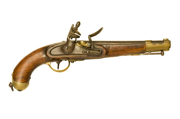 la guerre d'indépendance flintlock pistol - balefire photos et images de collection
