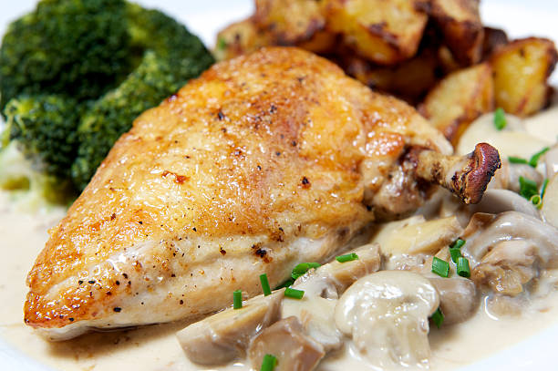 istock Chicken supreme in mushroom sauce with brocolli and 176988262