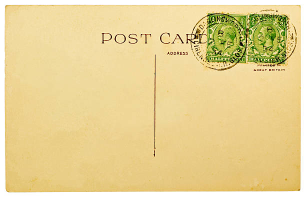 The back of an vintage postcard