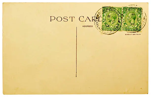 Photo of Blank Postcard with Vintage British Stamps