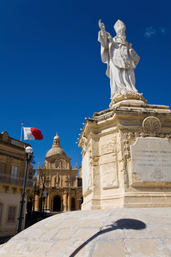 The church and statue of Saint Nicholas of the town of Siggiewi in Malta