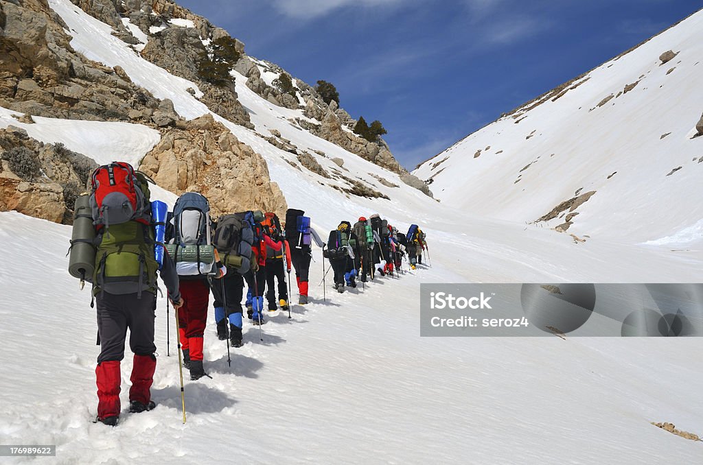 Caminhadas pela neve - Foto de stock de Montanha royalty-free
