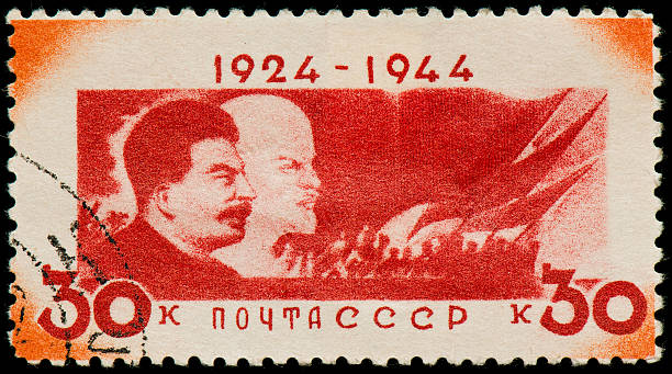 istock WWII Soviet postage stamp from 1944 with Lenin and Stalin 176989670