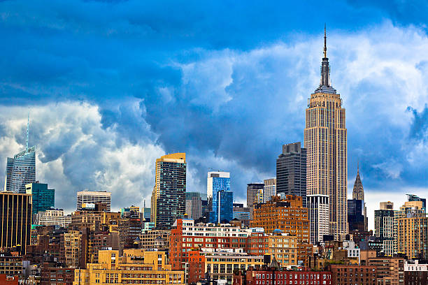 Day time view of Manhattan, New York City skyline stock photo