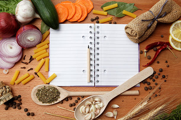 istock notebook for recipes and spices on wooden table 176990419