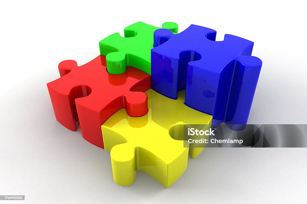 3 d Puzzle peças Interlocking - Royalty-free Conceito Foto de stock