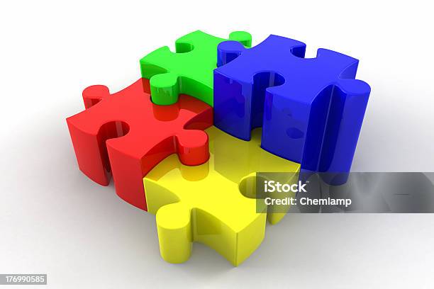 3 D Puzzle Peças Interlocking - Fotografias de stock e mais imagens de Conceito - Conceito, Conceitos e tópicos, Conexão