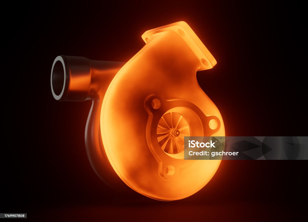 Turbocharge Infer Red Glowing Hot 3d Turbocharger Render Over Black Background Stock Photo ...