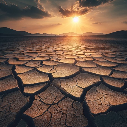 AI photos of dry land, detailed textures and very hot dust