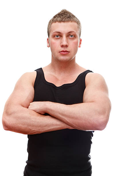 istock One handsome muscular man in black t-shirt 176990990