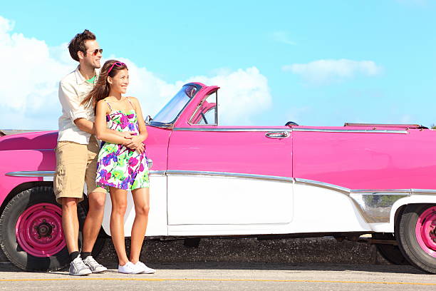 istock Couple and vintage retro car 176991002