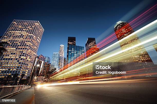Los Angeles At Night Stock Photo - Download Image Now - City, Speed, Night