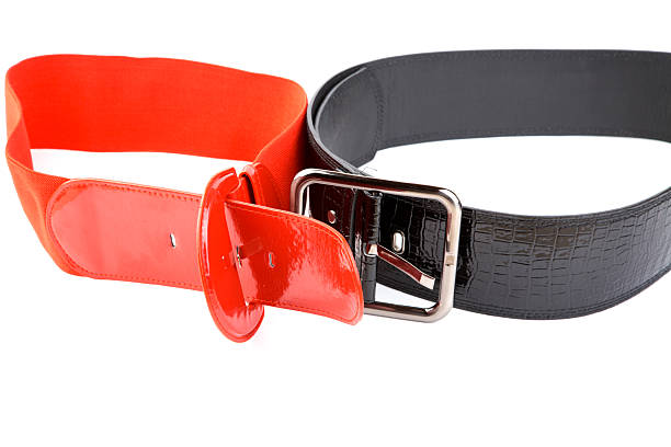 istock Black and red female belt on a white background 176991968