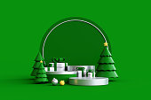 Cylinder podium and minimal abstract background for Christmas, 3d rendering geometric shape.