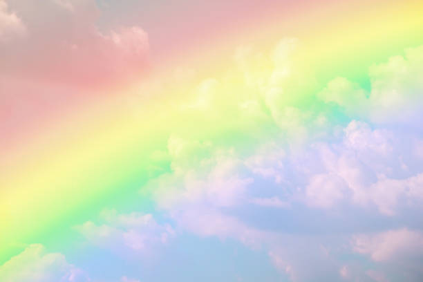 istock Beautiful rainbow with clouds and blue sky 1769920354