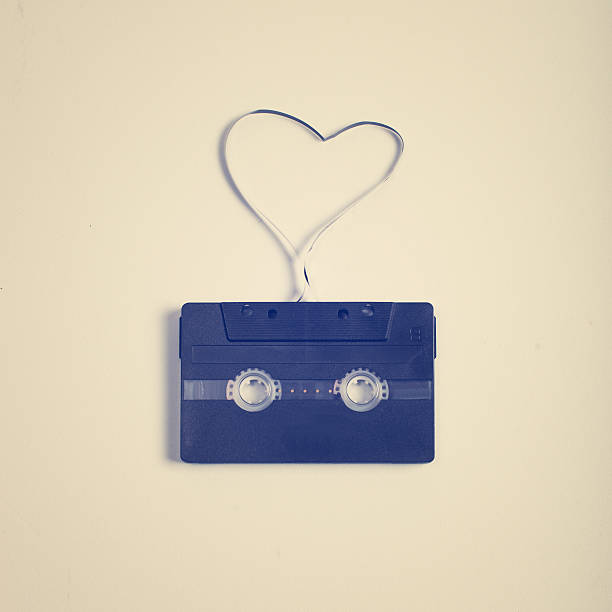 Heart shape cassette tape stock photo