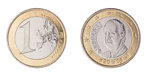 1 유로 동전 프론트 및 리어 - eurogroup 뉴스 사진 이미지