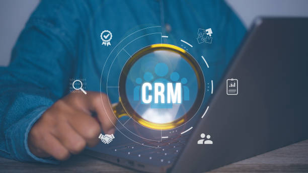 istock Human resources, CRM, Businessman looking employee represented by icon. Customer Relationship Management, Executives select Human Resource Network Structure. 1769933663