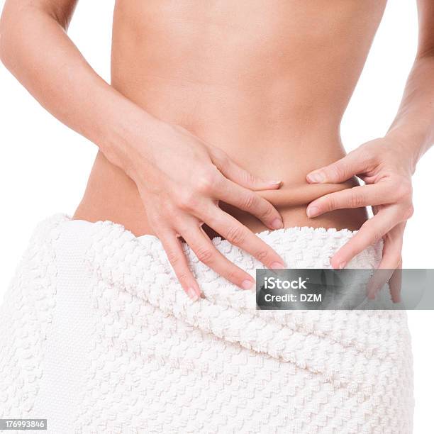 Lose Weight Stock Photo - Download Image Now - One Woman Only, Towel, Waist