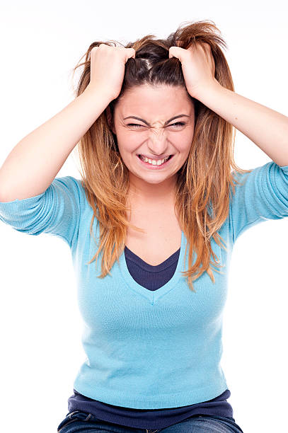 istock Young cute woman crazy funny expression on white background 176994006