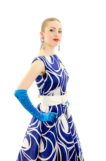 istock Woman in retro style posing. Isolated over white background. 176994954