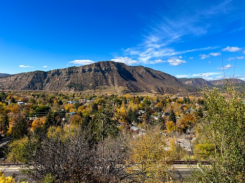 Beautiful view of Durango, Colorado during fall foliage season