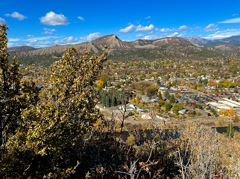 Beautiful view of Durango, Colorado during fall foliage season