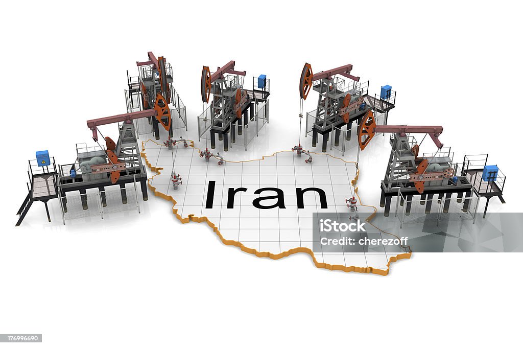 Aceite bomba jack en Mapa de Irán - Foto de stock de Bomba de petróleo libre de derechos