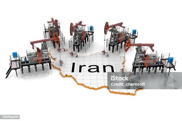 Aceite Bomba Jack En Mapa De Irán Foto de stock y más banco de imágenes de Bomba de petróleo - Bomba de petróleo, Cartografía, Combustible fósil