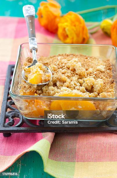 Peach Crumble Stock Photo - Download Image Now - Baked, Baked Pastry Item, Baking