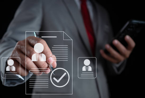 istock Human resources management concept. Check resume, Screening employee information, job applicants, Employees must complete the online survey form. 1769975864