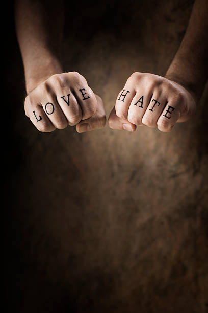 Love Or Hate Stock Photo - Download Image Now - Tattoo, Furious, Hate -  iStock