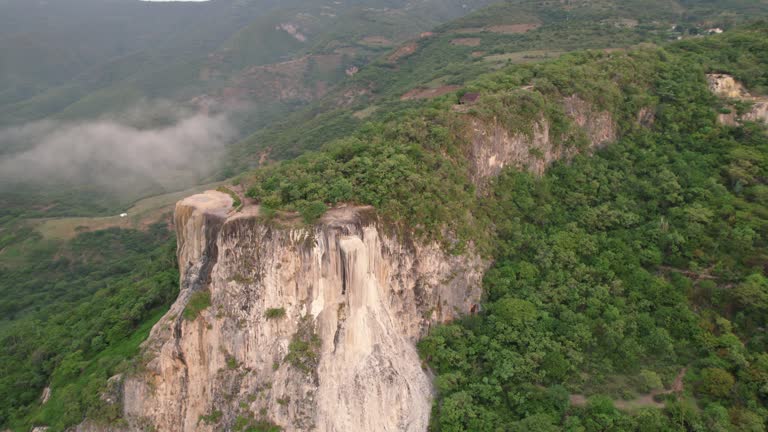 Picturesque view of Hierve el Agua, Oaxaca with cascading rock formations - Aerial