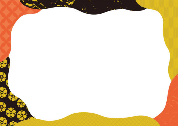 illustrations, cliparts, dessins animés et icônes de illustration de cadre avec motif japonais. version de couleur vive. - hatsumode