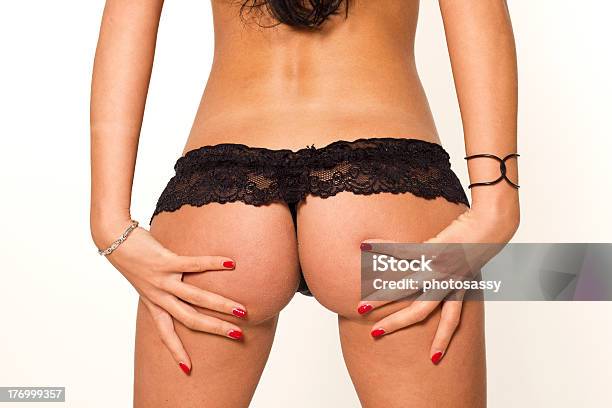 Perfect Female Bottom On White Isolated Background Stock Photo - Download Image Now - Thong, Buttocks, Rear View