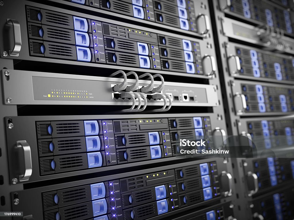 Computer Servers Computer Servers - 3d render Equipment Stock Photo