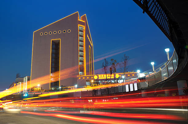 istock light trails on the street in shanghai ,China. 176999413