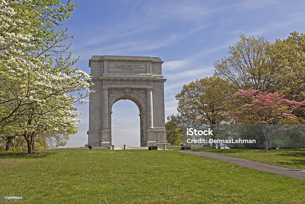 National Memorial Arch "The National Memorial Arch monument dedicated to George Washington and the United States Continental Army,at Valley Forge National Historical Park in Pennsylvania,USA.       www.nps.gov/vafo/" Valley Forge National Historic Park Stock Photo