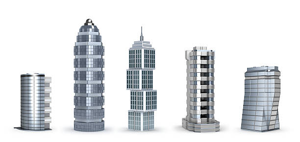 istock Modern skyscrapers isolated on white 176999605