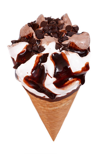 istock Vanilla Chocolate ice cream cone isolated 176999797