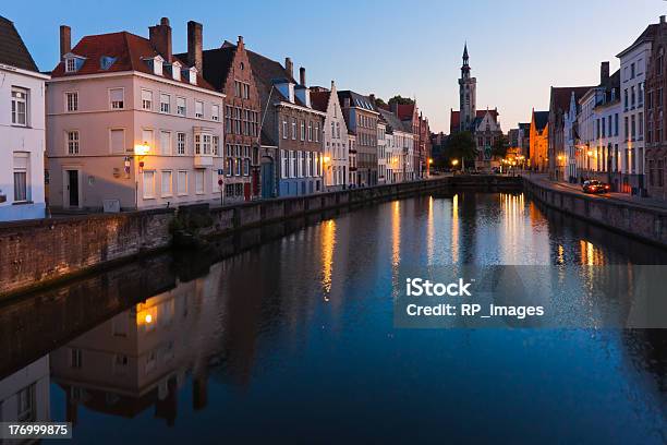 Night View Of Brugge Stock Photo - Download Image Now - Architecture, Belgian Culture, Belgium