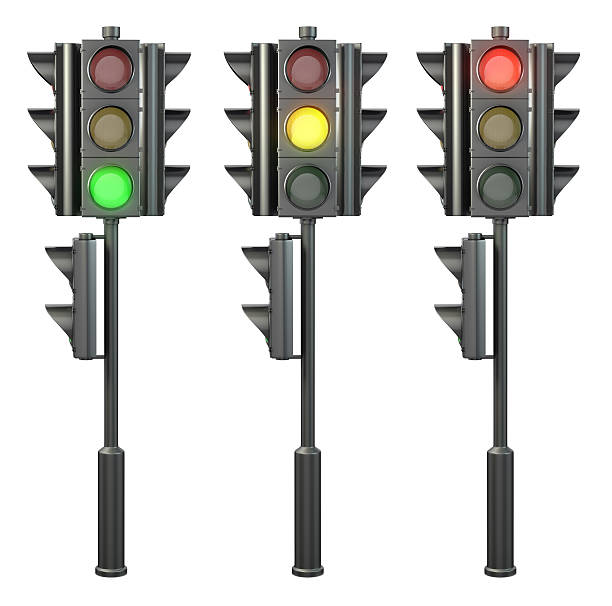 istock Set of four sided traffic lights on a stand 177000135