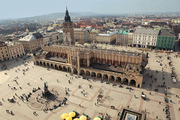 Krakow: Main Square, Sukiennice stock photo