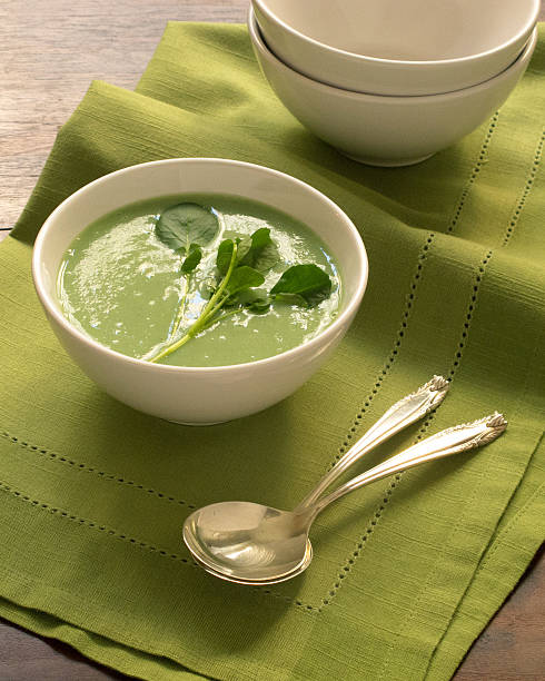 Watercress & Sage Soup stock photo