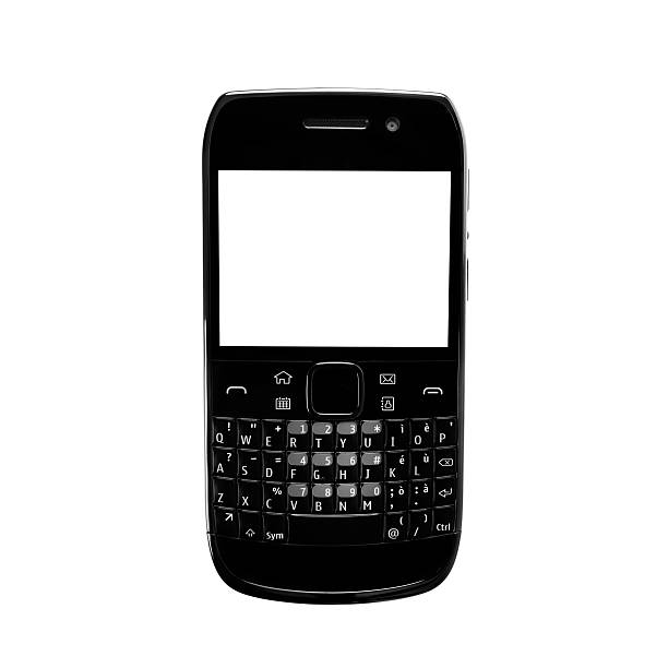 Smartphone white screen qwerty keypad isolated. Black color.